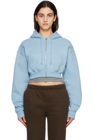 Blue Cropped Hoodie | SSENSE