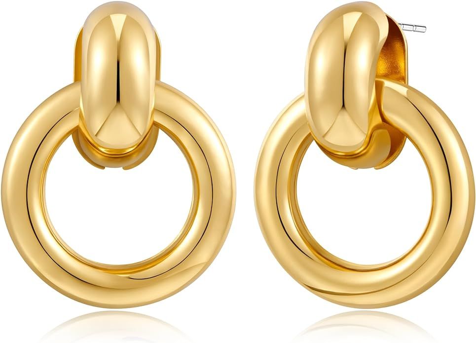 Gold Geometric Earrings Chunky Knot Statement Earrings for Women Twisted Dangle Drop Trendy Stud ... | Amazon (US)