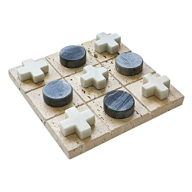 Black & White Decorative Marble Tic Tac Toe Game, 6.5", sold by At Home | At Home