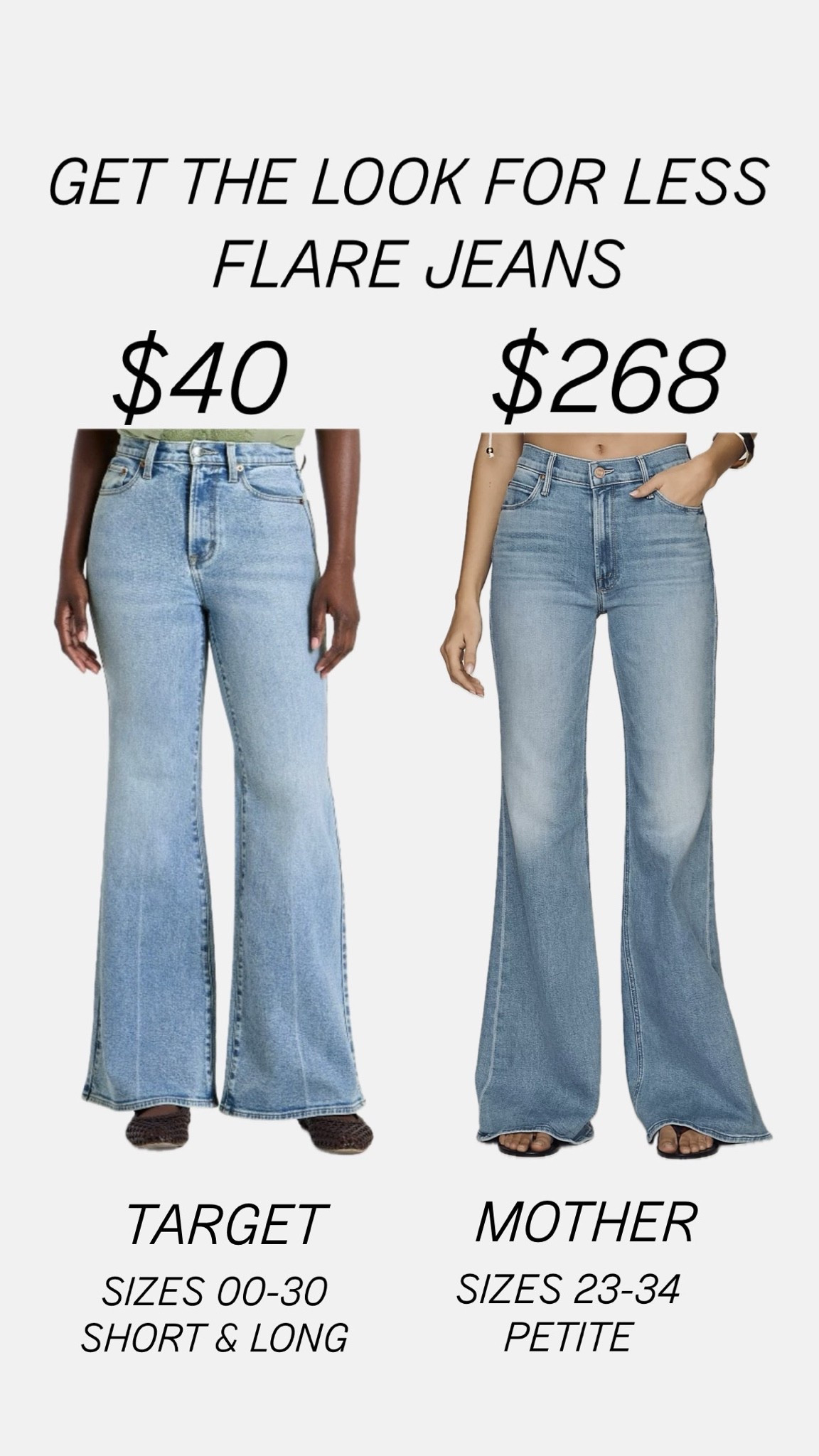 Flare jeans are trending right now!
......::
Back to school jeans under $50 back to school shopping mother dupe target fashion target jeans target finds mid wash jeans midsize jeans midrise jeans plus size jeans high rise jeans 70s jeans 70s denim trending denim fall trends back to school shipping back to school clothes tall jeans petite jeans fall jeans travel look preppy style classic style cool girl style wide leg jeans target new arrivals target dupes

#LTKPetite #LTKTall #LTKPlusSize