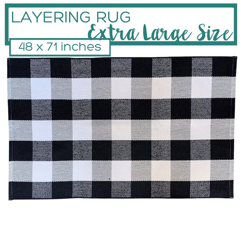 Doormat Layering Rug, Large Buffalo Check Entry Rug, Front Porch Rug, Buffalo Plaid Accent Rug, B... | Etsy (US)