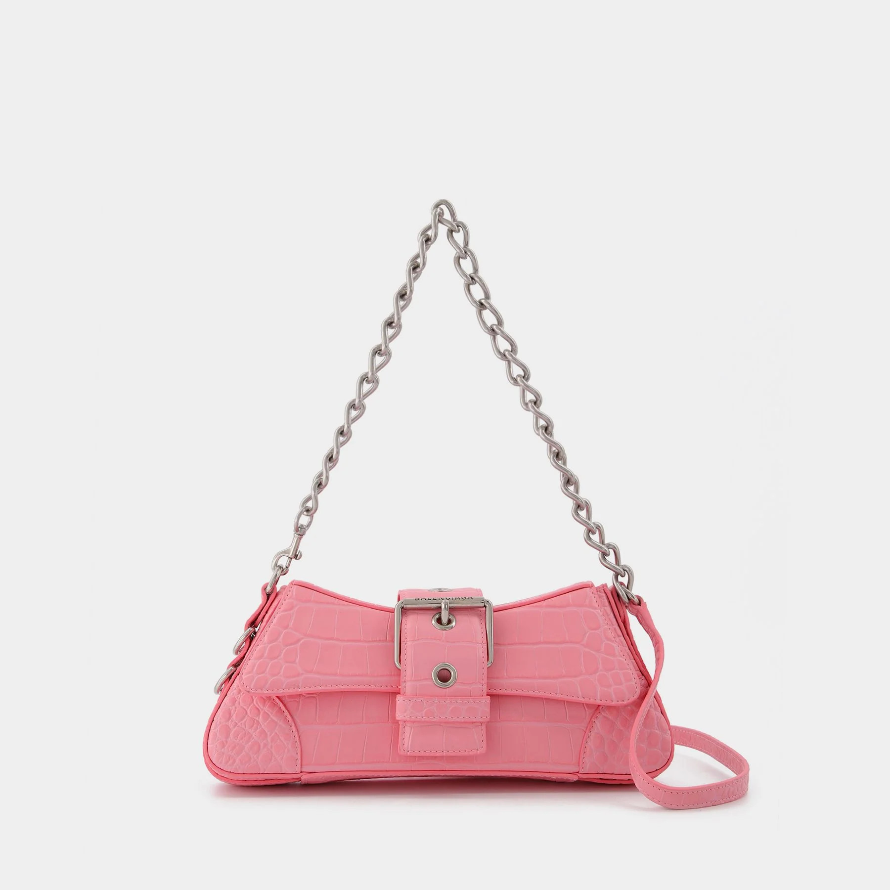Sac Lindsay en Cuir Embossé Crocodile Rose | Monnier Paris (ROW)
