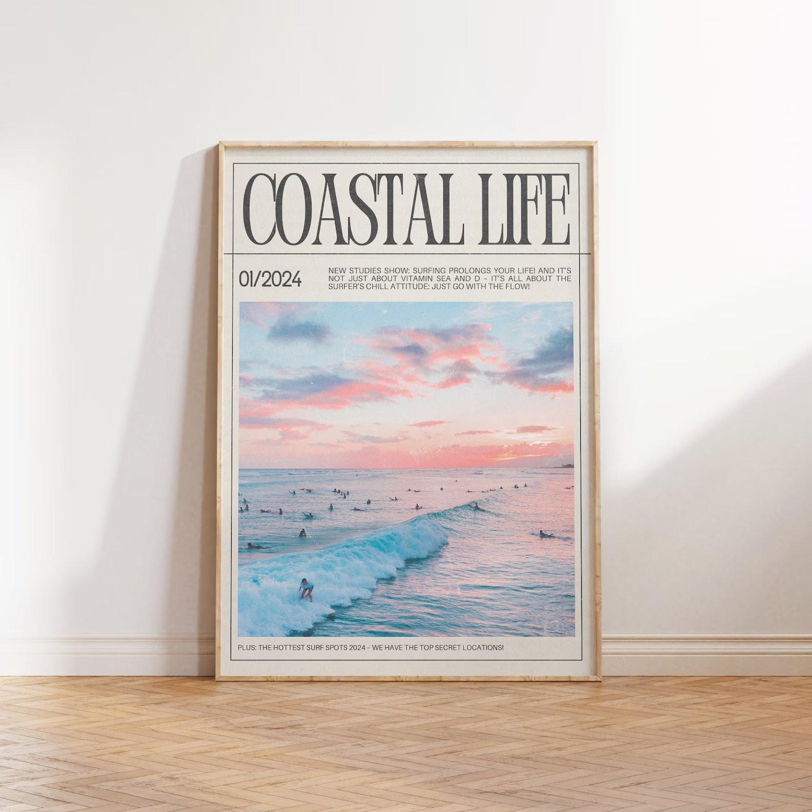 Coastal Magazine Cover Print Preppy Coastal Wall Art Vintage Surf Art Coastal Cowgirl Aesthetic T... | Etsy (US)