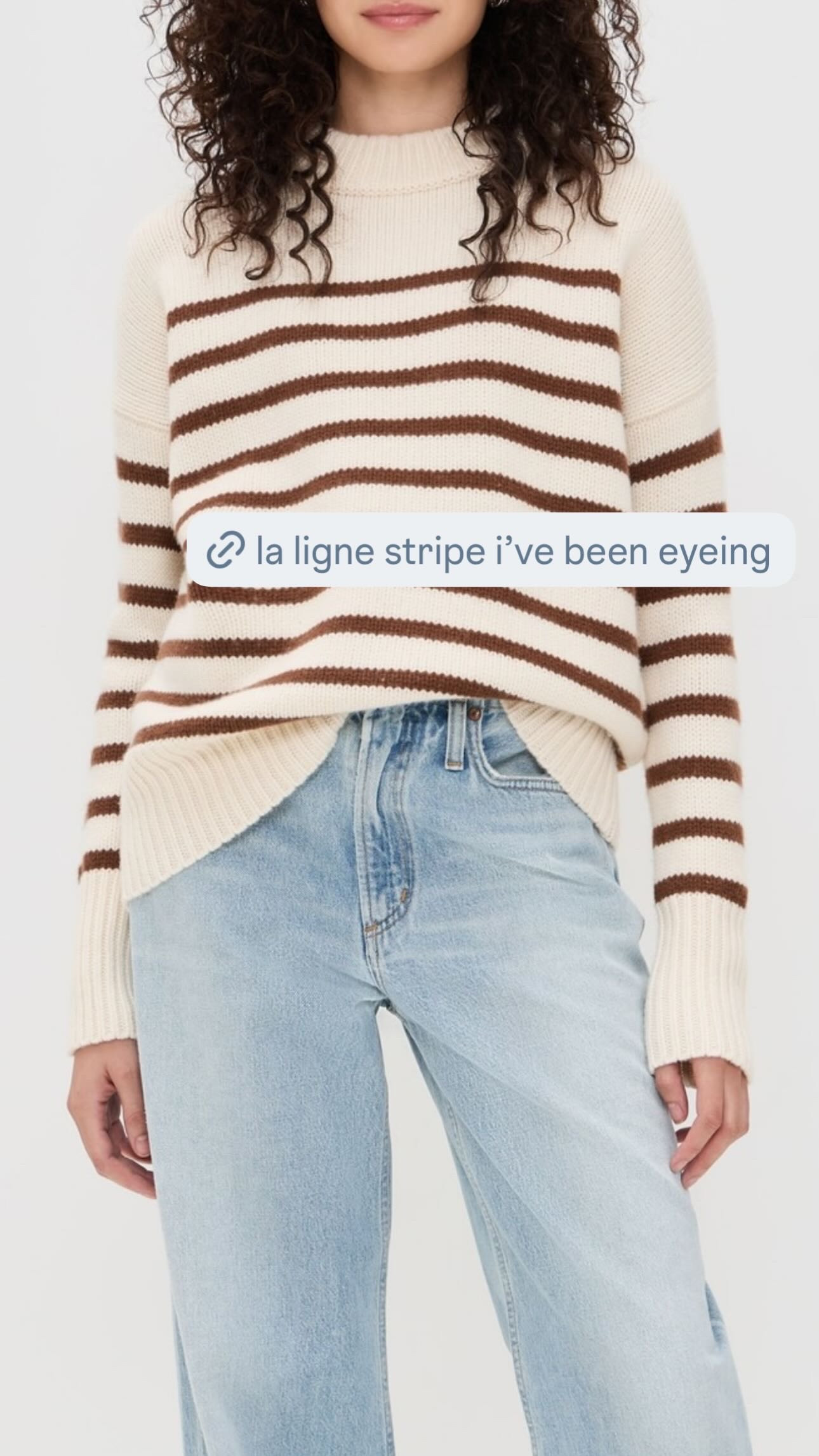 this cream & brown La Ligne striped sweater I've been eyeing is sooo gorg! the perfect layer for fall outfits – would look great to throw on with jeans, skirts, or on top of long dresses. this sweater is included in the Shopbop Style Event, so you can use code STYLE to save 15-25% right now! 

 #LTKSeasonal #LTKSaleAlert #LTKStyleTip