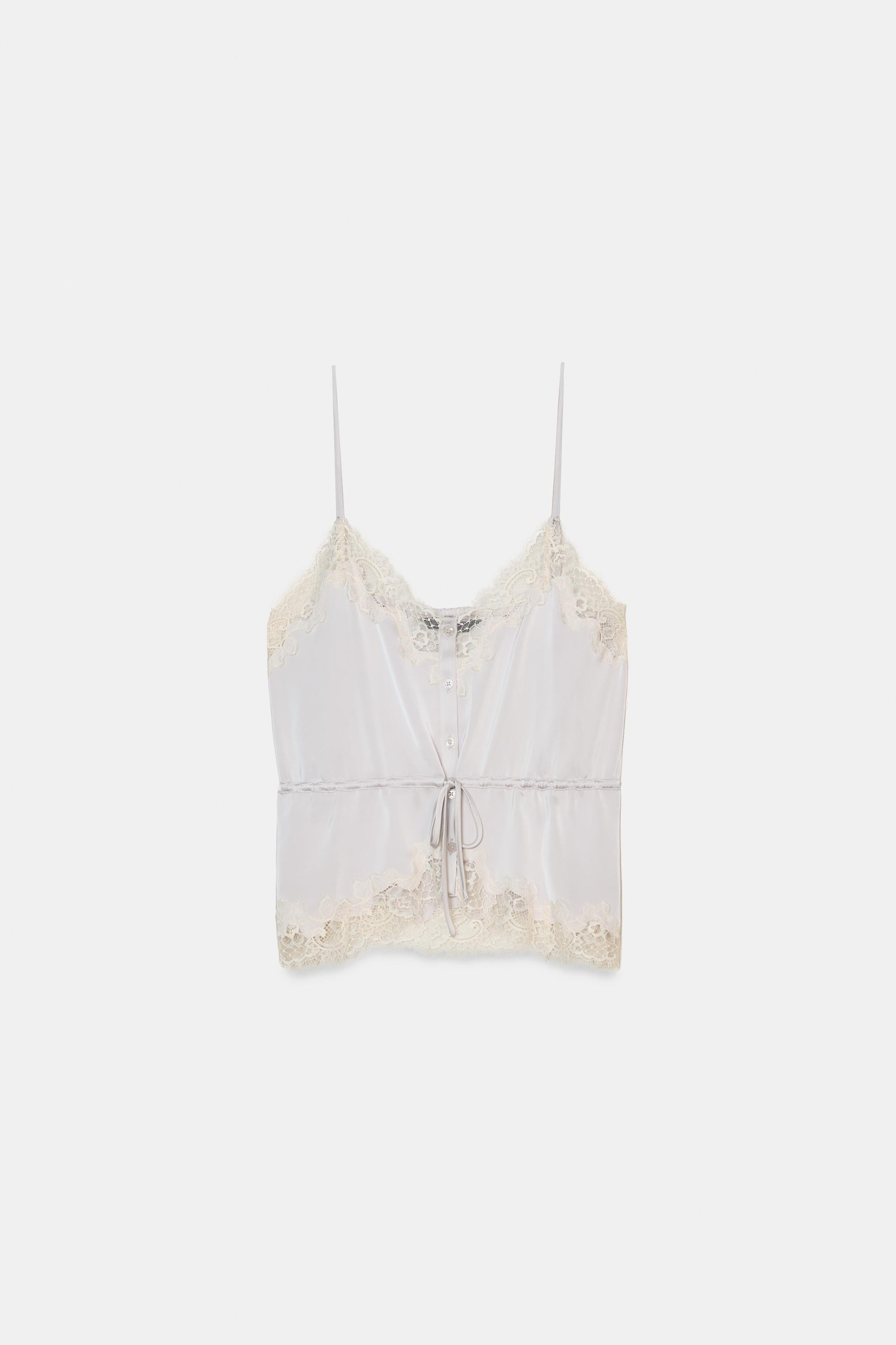 SATIN EFFECT LACE TOP | Zara Canada