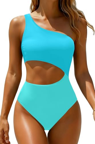 Women's One Piece Swimsuit- One Shoulder Bathing Suit Cutout Tummy Control Swimwear | Amazon (US)