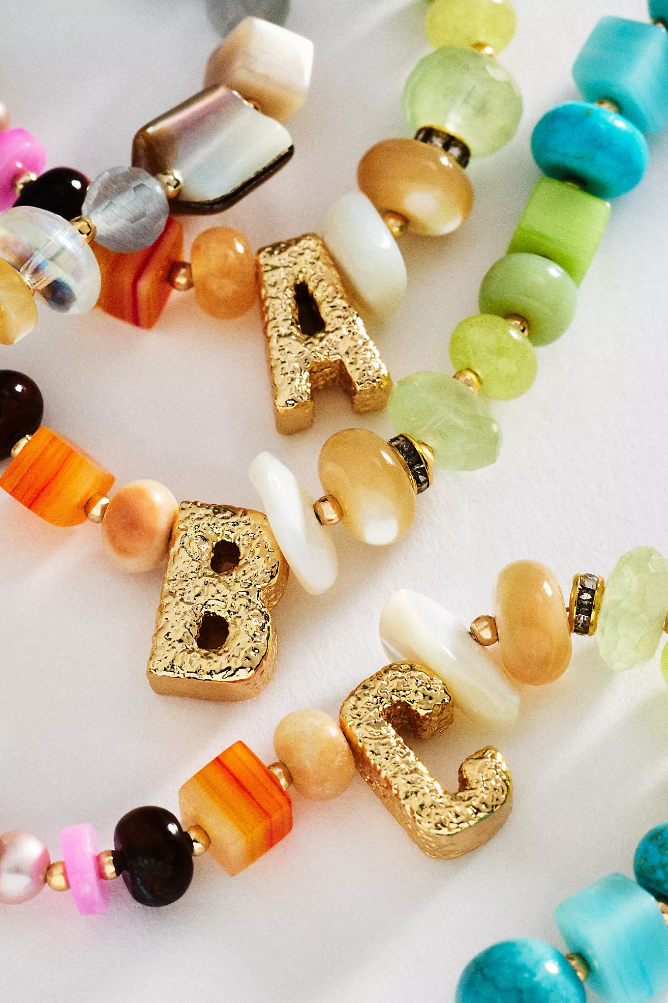 Chunky Mixed Bead Initial Necklace | Anthropologie (US)