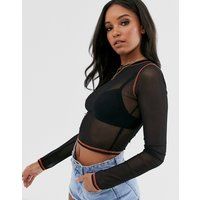 ASOS DESIGN fitted mesh top with contrast seams-Black | ASOS ROW