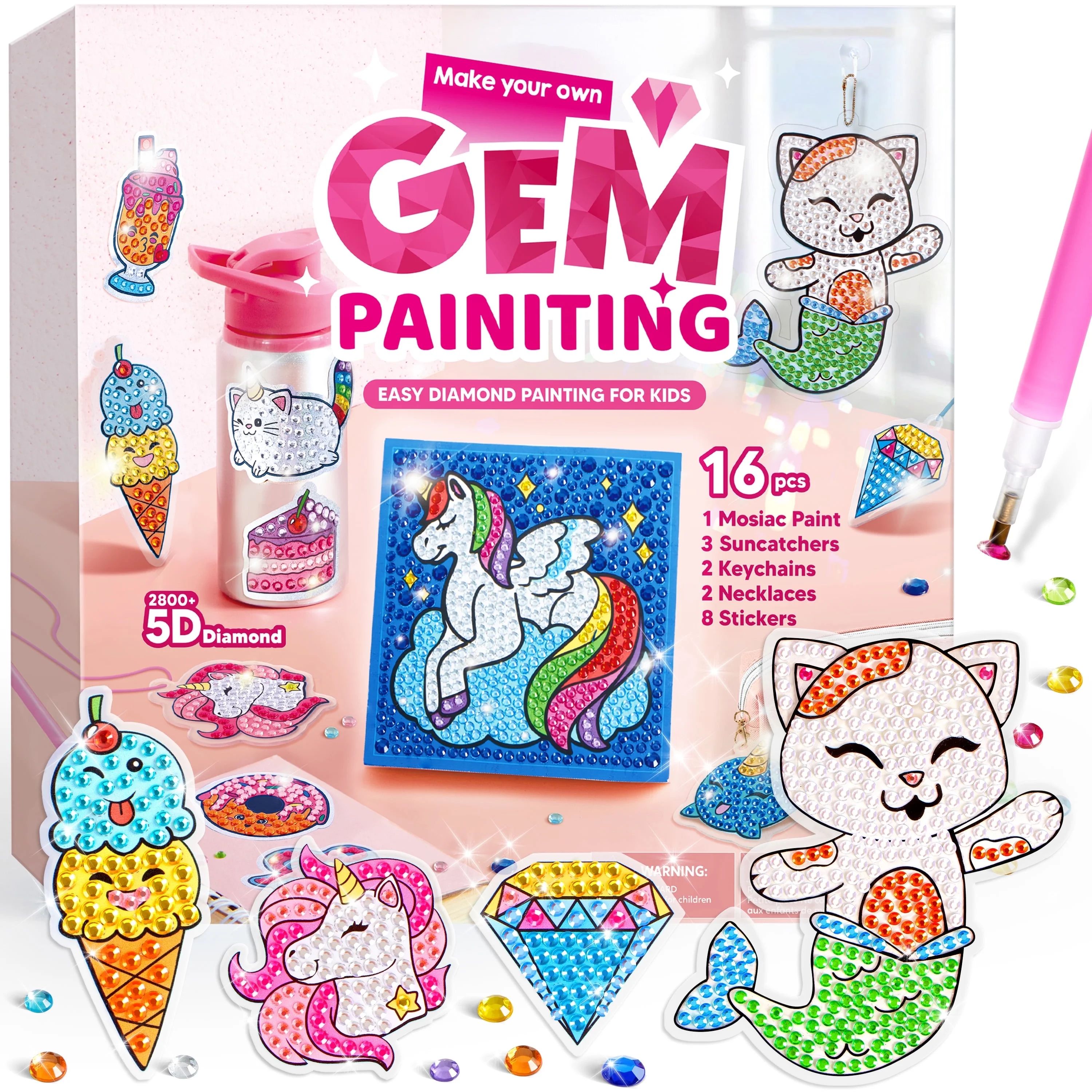 Syncfun 16 Projects Big Gem Art,5D Gem Painting Activities Kits for Kids, Diamond Arts And Crafts... | Walmart (US)