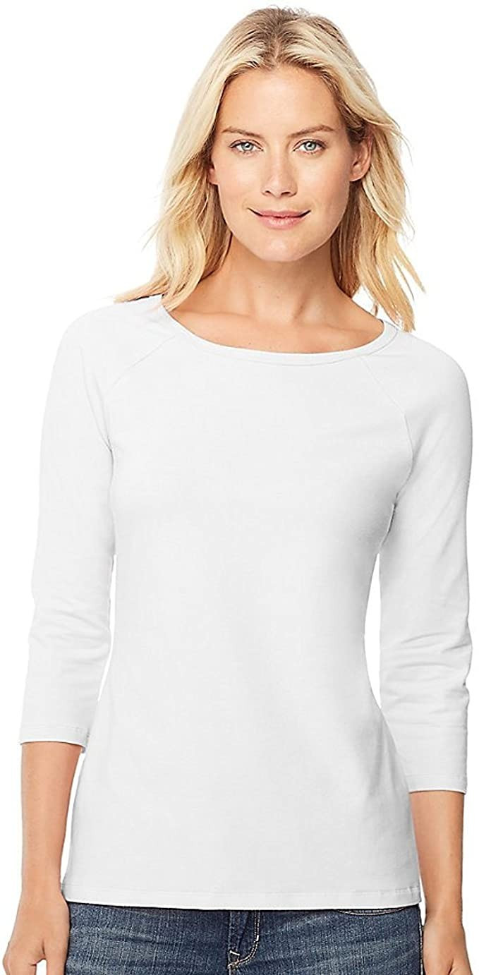 Hanes Women's Stretch Cotton Raglan Sleeve Tee | Amazon (US)