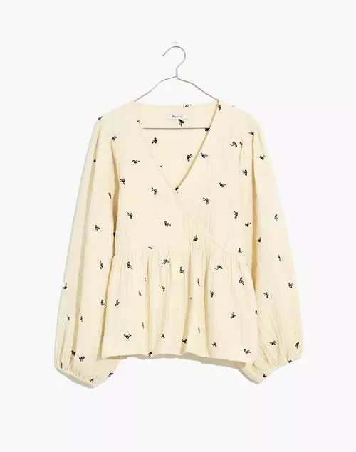 Lightspun Peplum Wrap Top in Tiny Bows | Madewell