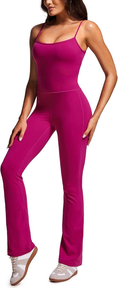 Amazon.com: CRZ YOGA Butterluxe Flare Jumpsuits for Women Spaghetti Strap Workout Athletic Onesie... | Amazon (US)