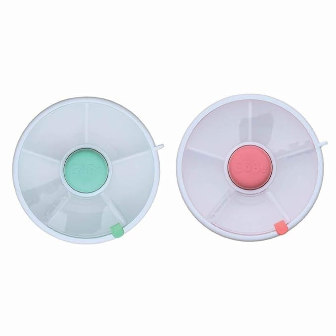 2 Pack GoBe Kids Snack Spinner - Teal/Coral - Reusable Snack Container with 5 Compartment Dispens... | Amazon (US)