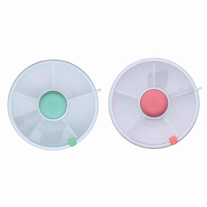2 Pack GoBe Kids Snack Spinner - Teal/Coral - Reusable Snack Container with 5 Compartment Dispens... | Amazon (US)