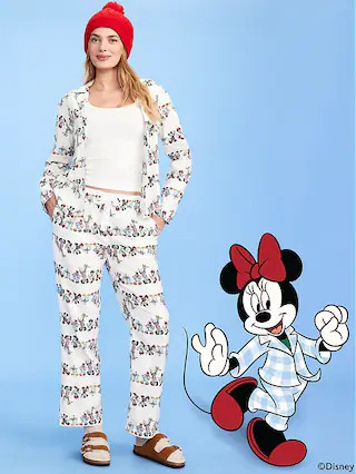 Old Navy x Disney Mickey Mouse & Friends Printed Flannel Pajama Set for Women | Old Navy (US)