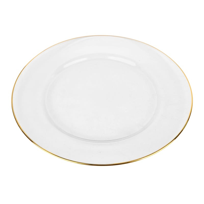 13in Glass Charger with Gold Rim | At Home