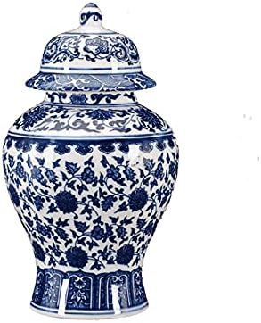 Chinese Decorative Ceramic Ginger Jar Traditional Blue and White Porcelain Temple Jar for Home De... | Amazon (US)