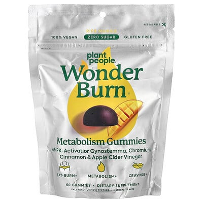 Plant People, WonderBurn®, Metabolism Gummies, Ripe Mango, 60 Gummies | iHerb