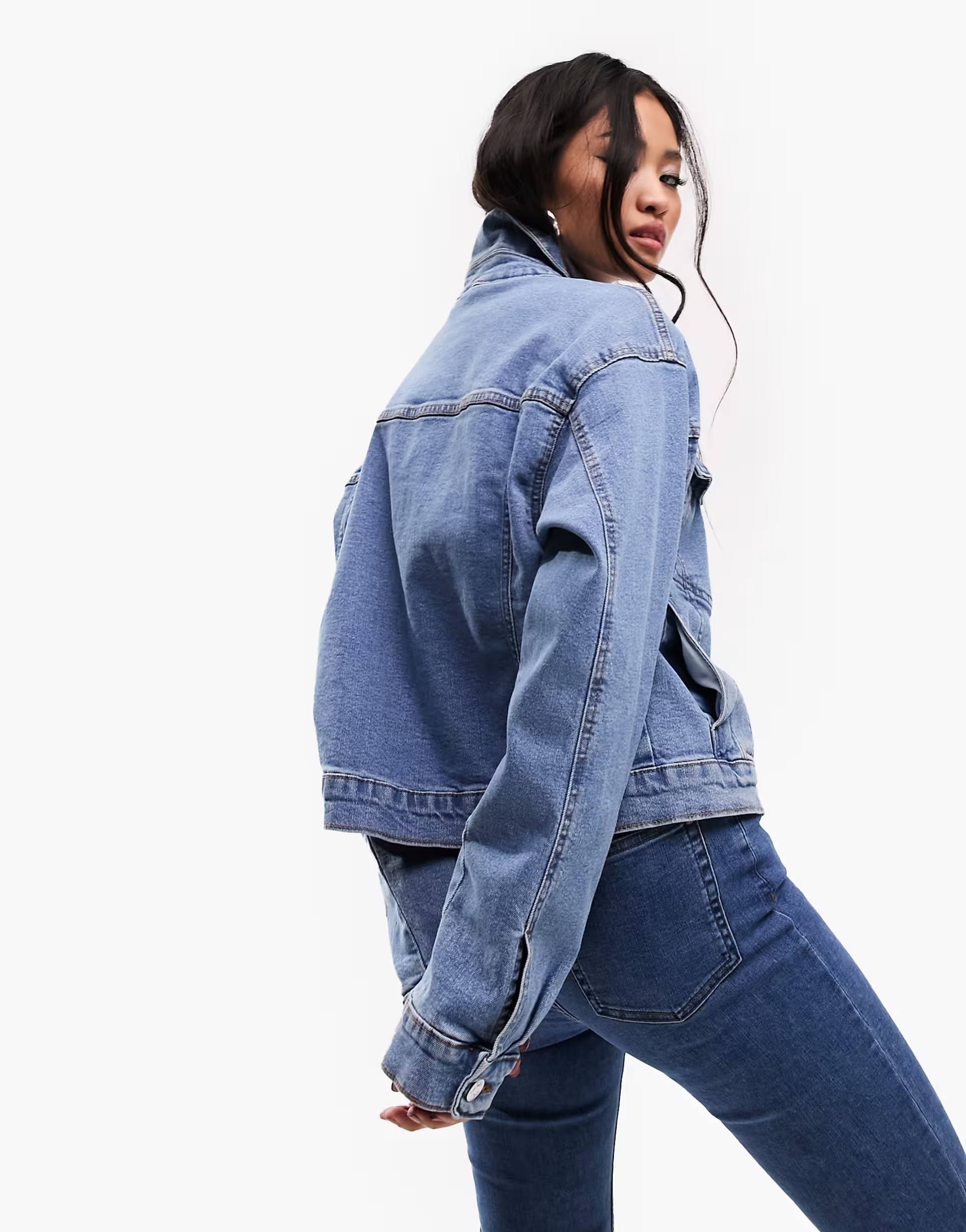 ASOS DESIGN western denim jacket in midwash blue | ASOS (Global)