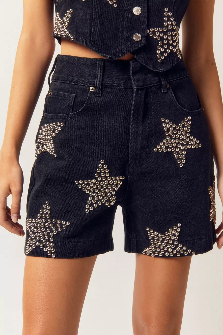 Denim Star Studded Shorts | Nasty Gal US