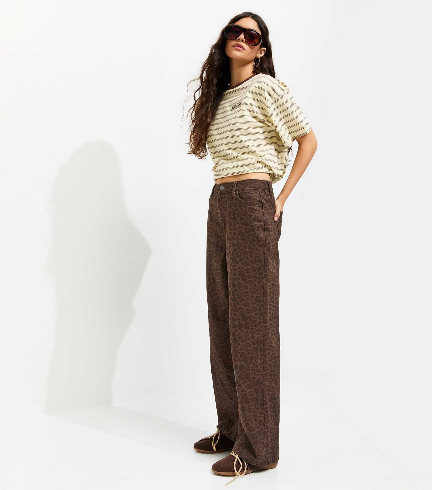 Brown Leopard Print Wide Leg Jeans | New Look | New Look (UK)