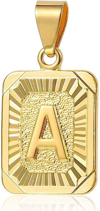 Trendsmax Initial Letter Pendant Necklace Mens Womens Capital Letter Yellow Gold Plated A Z Stain... | Amazon (US)