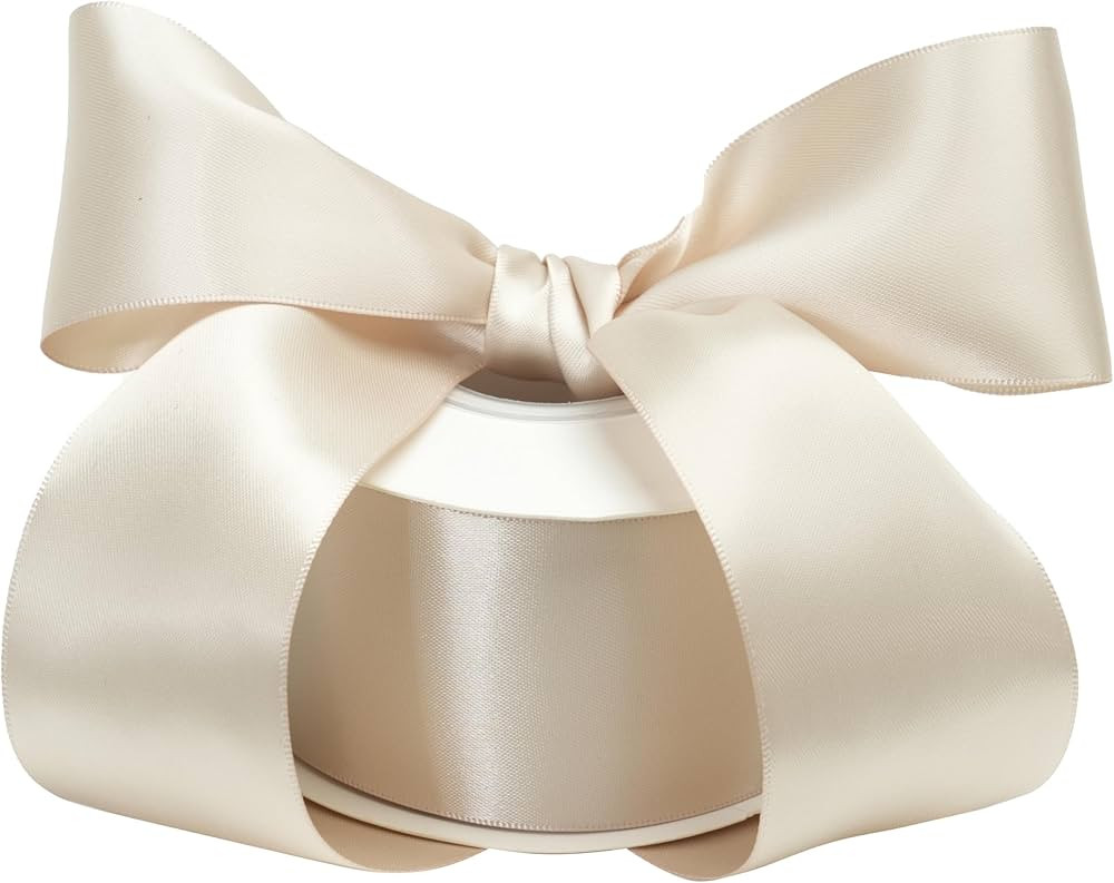 Champagne Ribbon 2 Inch Double Faced Satin Ribbon Thick Nude Champagne Silk Ribbon for Wedding De... | Amazon (US)