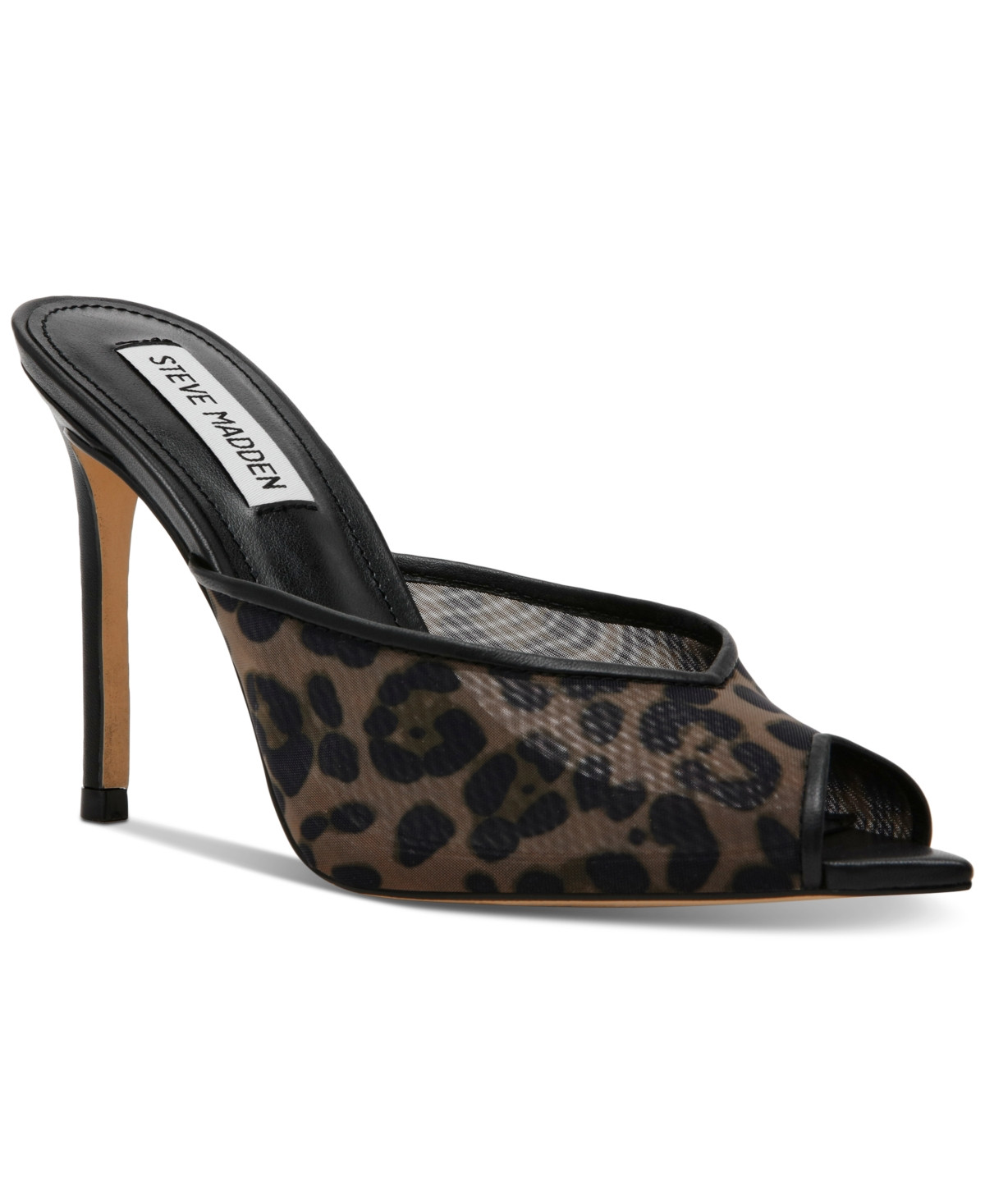 Steve Madden Women's Latisha Pointed-Toe Stiletto Dress Mules - Leopard Mesh | Macy's