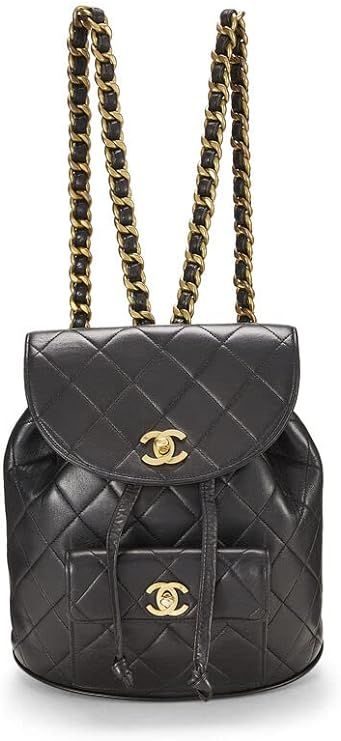Amazon.com: CHANEL, Pre-Loved Black Quilted Lambskin 'CC' Classic Backpack Medium, Black : Luxury... | Amazon (US)