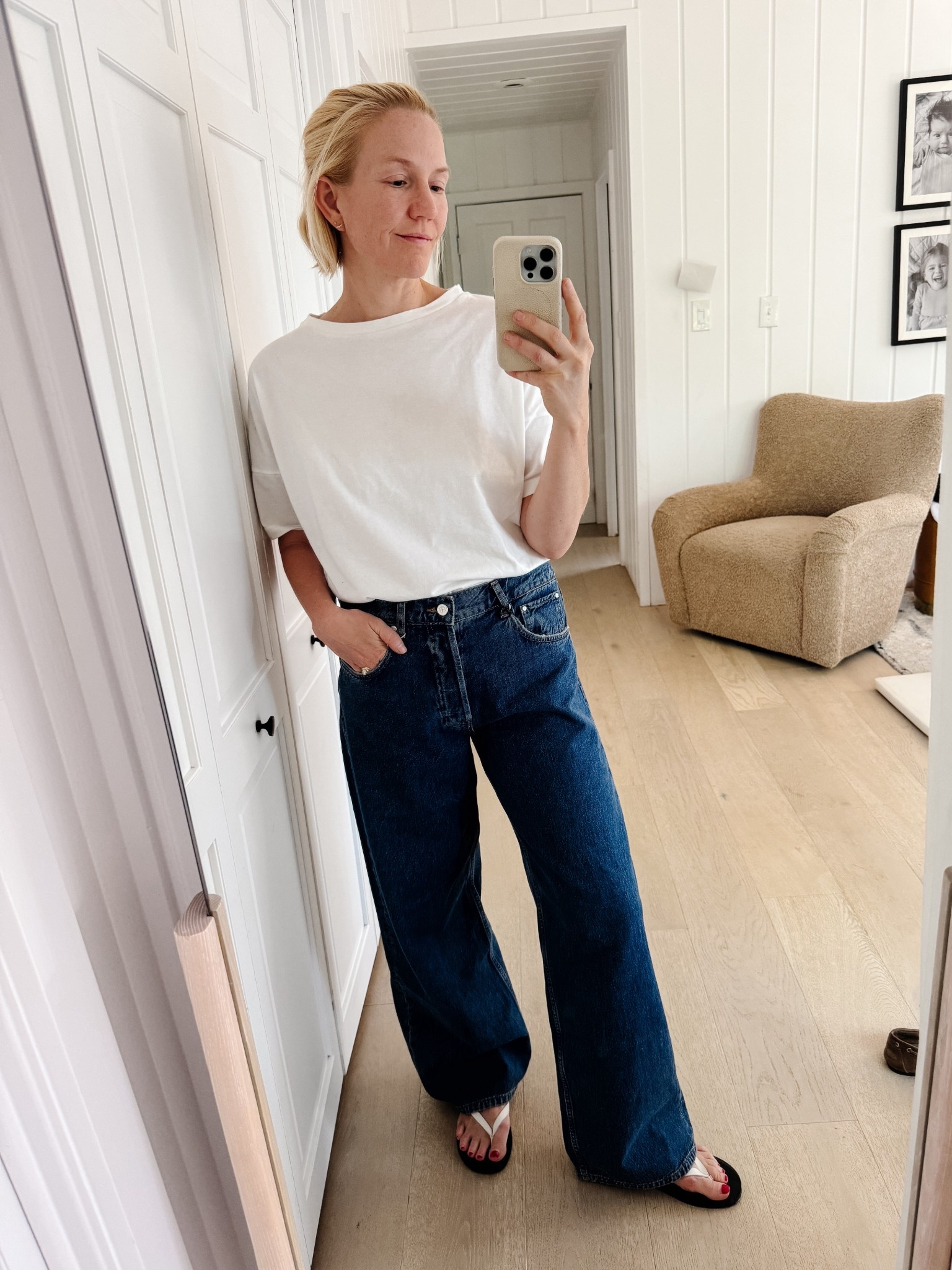 My fave Anine Bing jeans are 50% off!! The Manon is the perfect mid rise with a wearable wide leg. This wash is super comfy and soft. I sized up one size. #aninebing #denim #darkdenim

#LTKSaleAlert #LTKStyleTip #LTKOver40