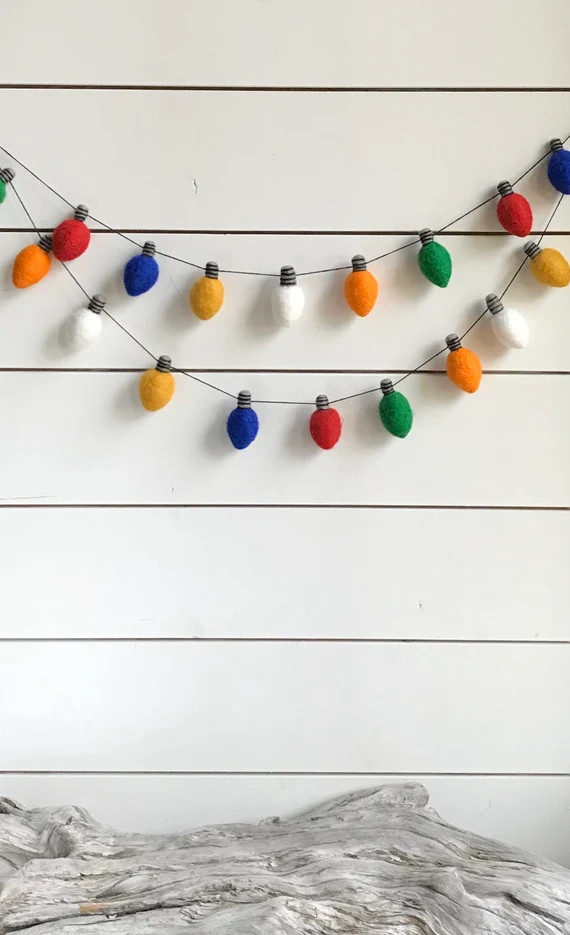Vintage Christmas Light Bulb Felt Ball Garland  Pom Pom  | Etsy | Etsy (US)
