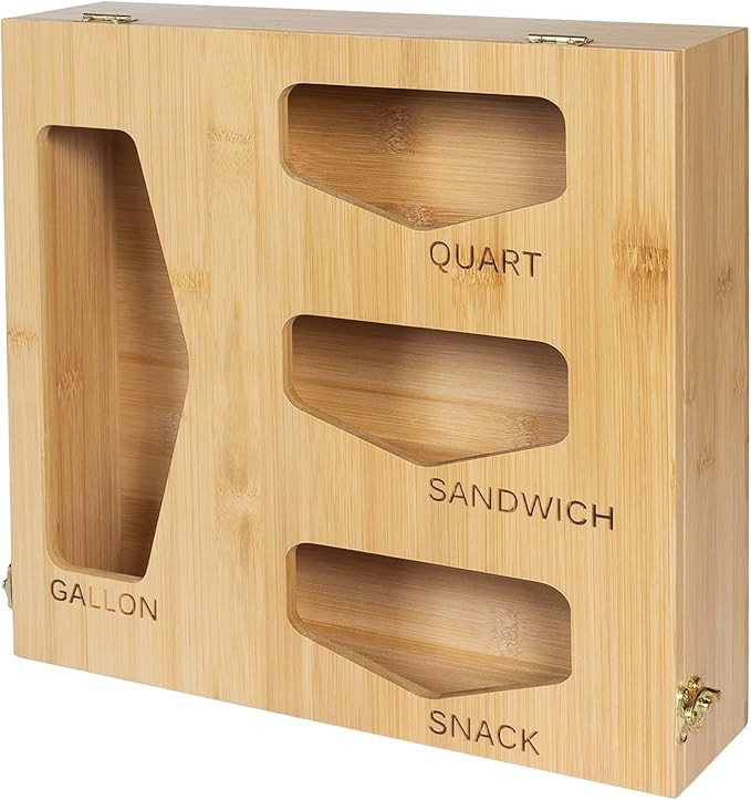 With Slider Quart Box Food Storage Bag Organizer for Bamboo Ziplock Bag Organizer for Drawer, San... | Amazon (US)