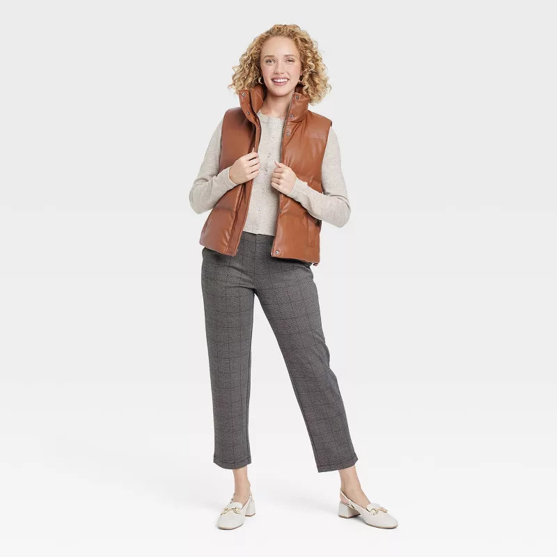 Women's Faux Leather Puffer Vest - A New Day™ | Target