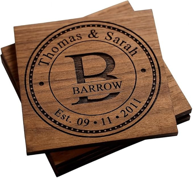 Personalized Coasters for Wedding Gifts, or Personalized Wooden Coaster Sets | Custom Coaster Set... | Amazon (US)