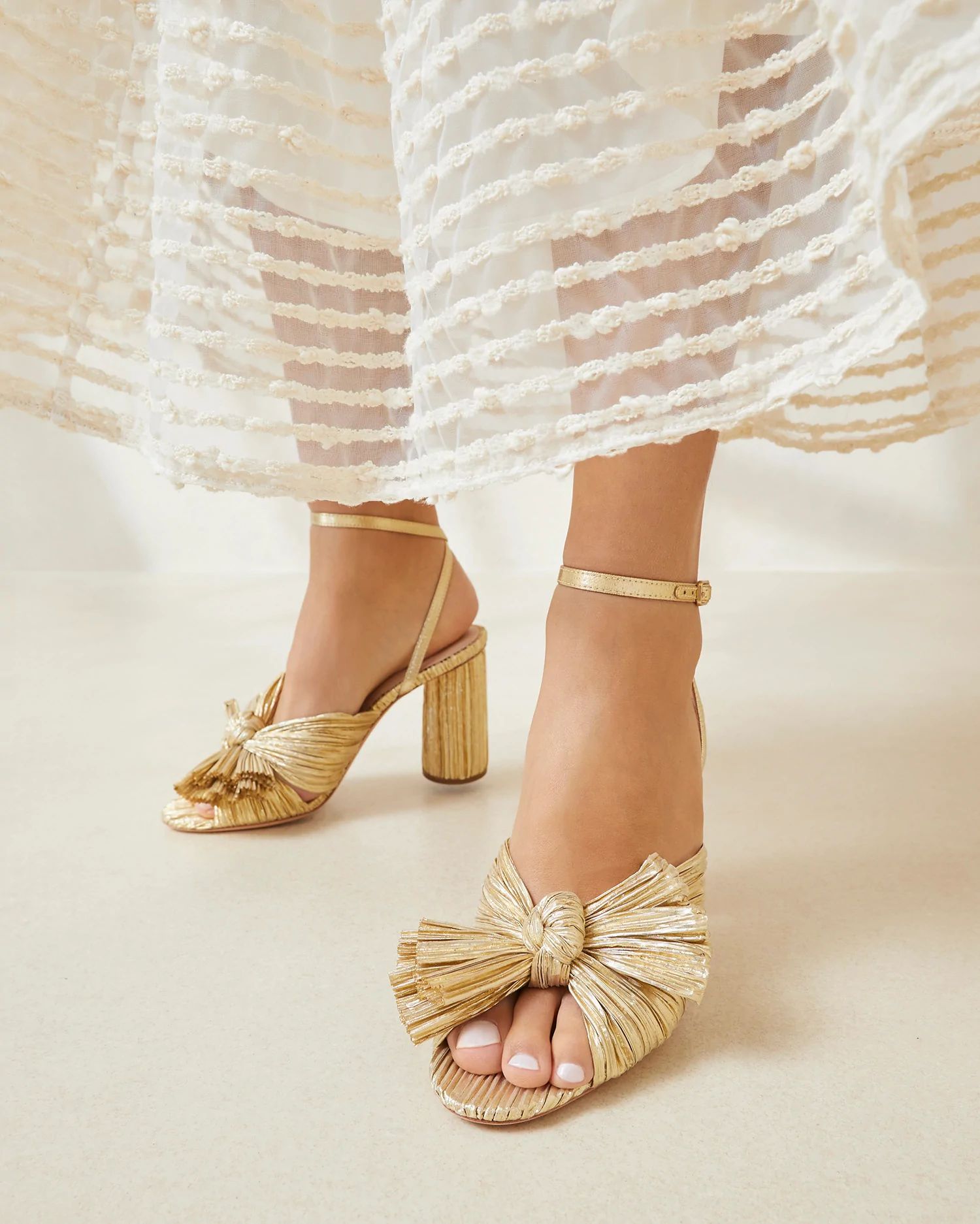 Camellia Almond Pleated Bow Heel | Loeffler Randall