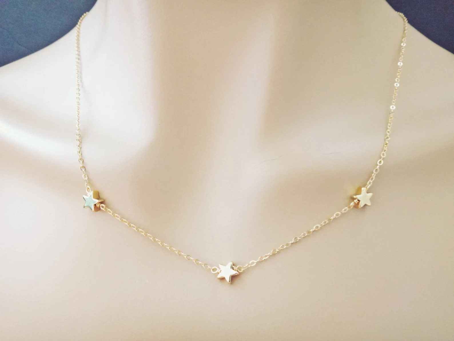 Triple star necklace, Mamma Mia necklace, Gold filled chain necklace, Birthday gift, Grandma Gift... | Etsy (Global)