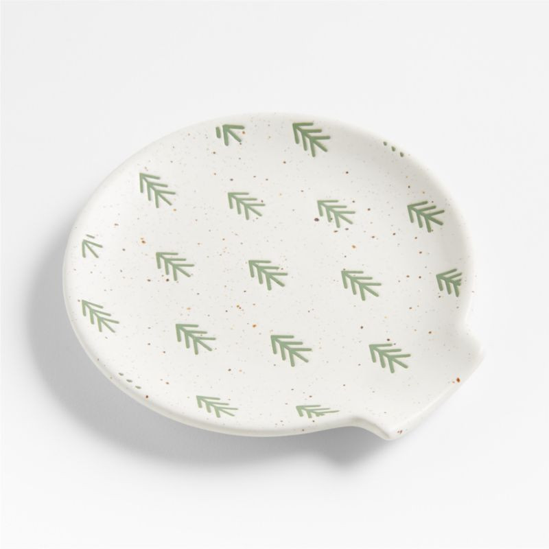 Green Trees Stoneware Spoon Rest | Crate & Barrel | Crate & Barrel