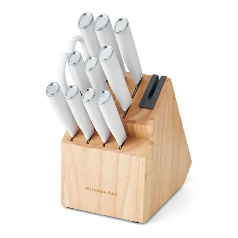 KitchenAid Classic 12-Piece Japanese Steel Knife Set with Block and Built-in Knife Sharpener, Whi... | Walmart (US)