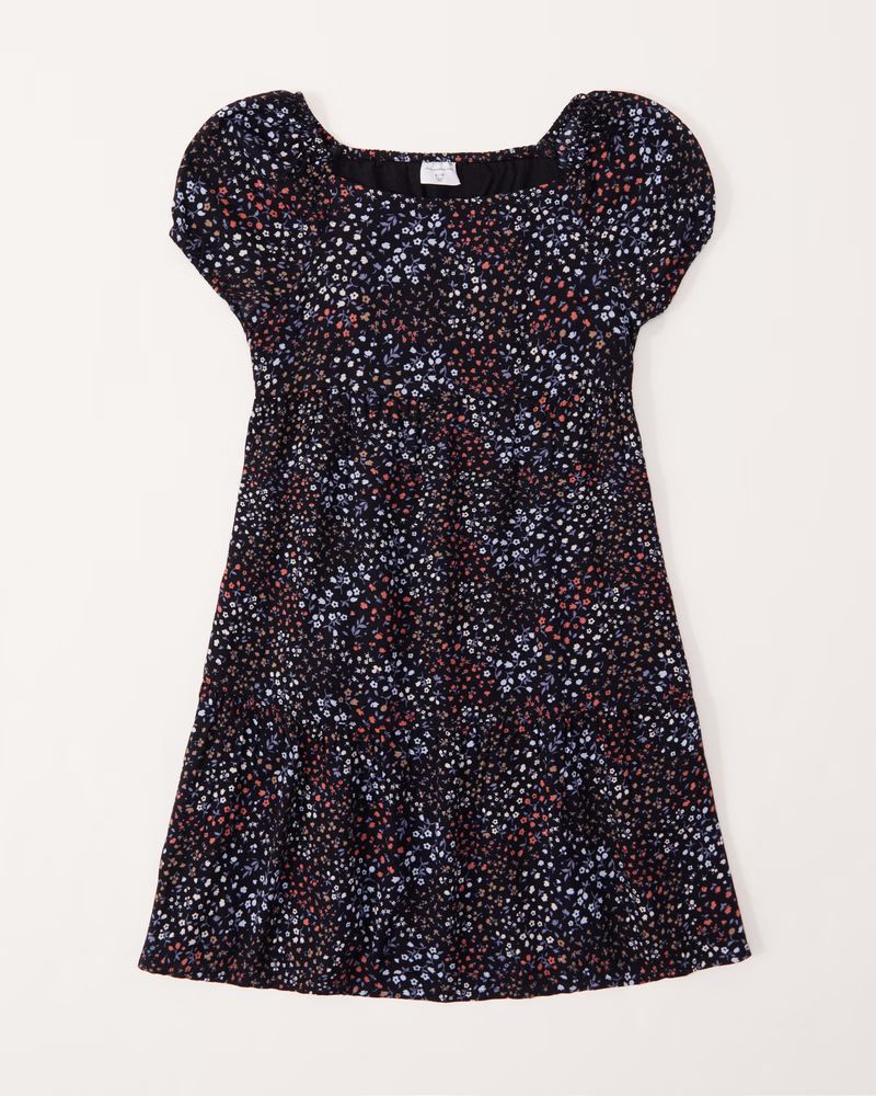 tiered puff sleeve dress | Abercrombie & Fitch (US)
