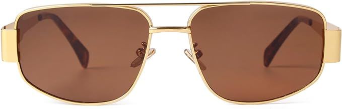 ADE WU Trendy Aviator Sunglasses for Women Men Vintage Gold Metal 03 Pilot Sun Glasses 57mm | Amazon (US)