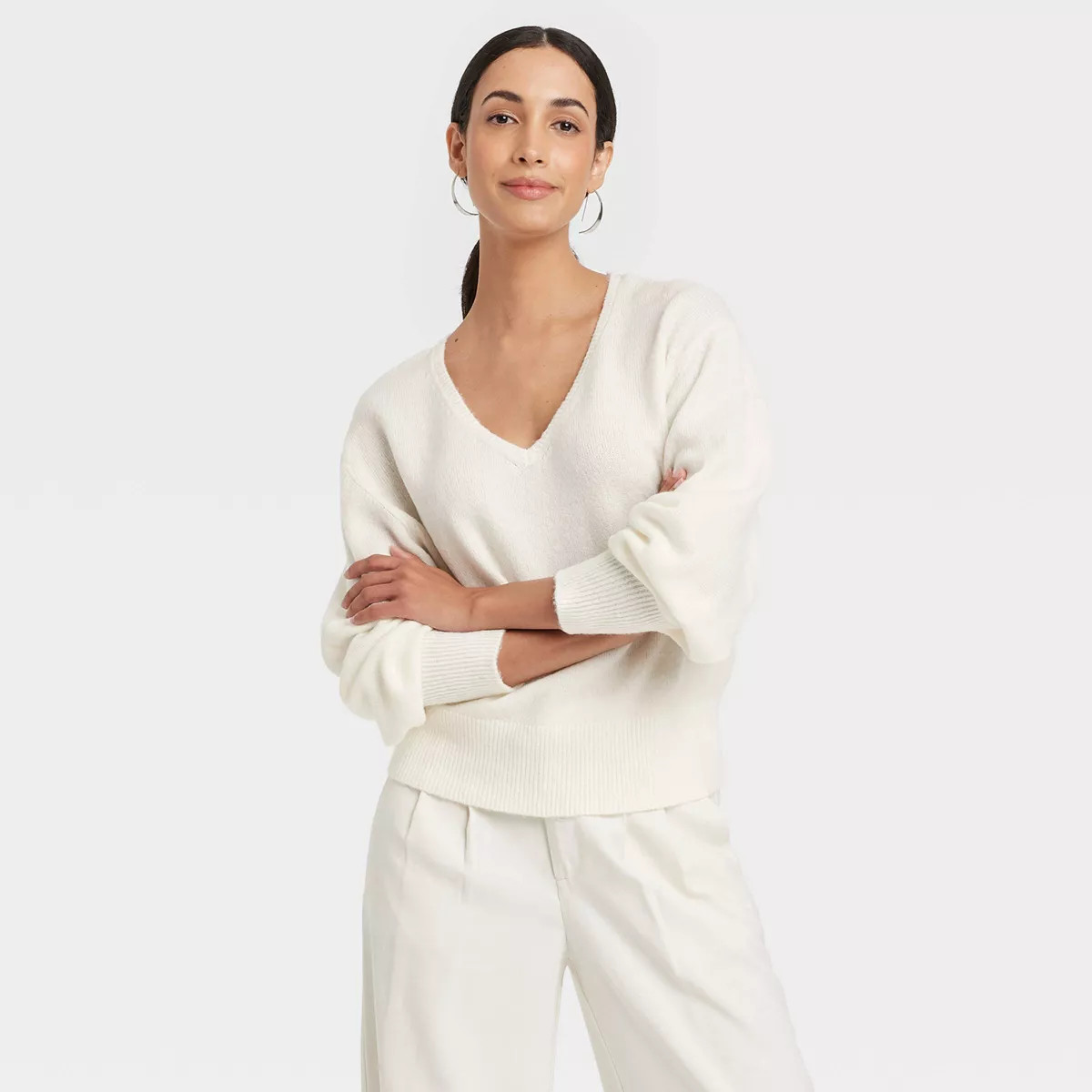 Women's Cozy Knit V-Neck Pullover Sweater - A New Day™ | Target