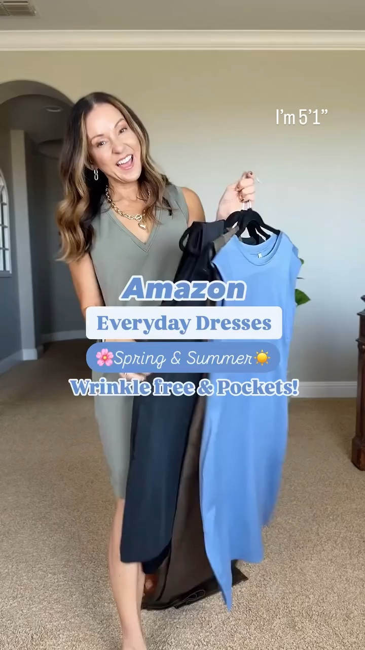 ✨Spring & summer comfy dresses that don’t wrinkle with pockets all on Amazon! 
These easy, everyday dresses are perfect for weekends, errands, theme parks, and travel! One-and-done, comfy & elevated!


For reference: I’m 5’1”, 108lbs.
Everything is unaltered
Sizes included in link.


Everyday look  casual style  neutral look  casual outfit inspo  chic style  trendy fashion  maxi dress  short dress  petite fashion  petite style  EverydayHolly

#LTKSeasonal #LTKootd #LTKPetite
