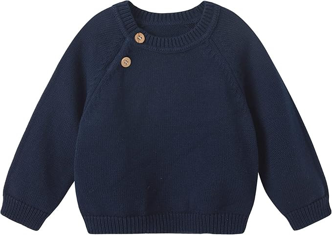 pureborn Baby Toddler Boys Girls Pullover Sweater Cotton Knit Button Closure Sweaters | Amazon (US)
