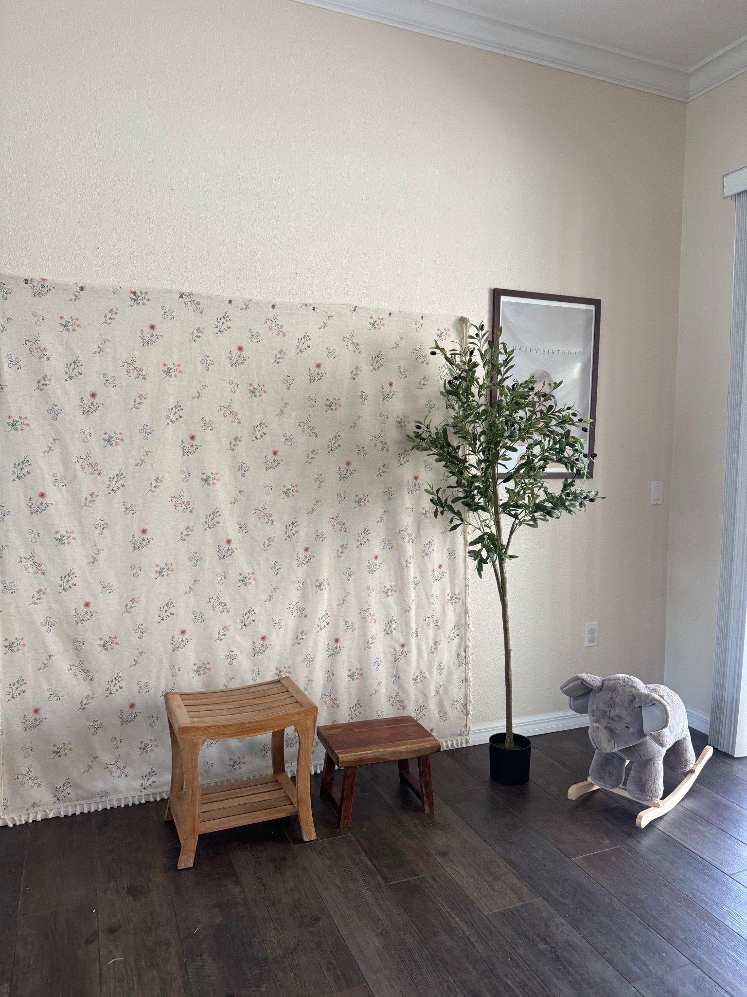 Photo back drop (shower curtain)

olive tree

wood picture frame

elephant rocker (similar item listed)

step stool (similar item listed)

wood chair (similar item listed)

fav cameras

#LTKmomlife #LTKBaby #LTKHome