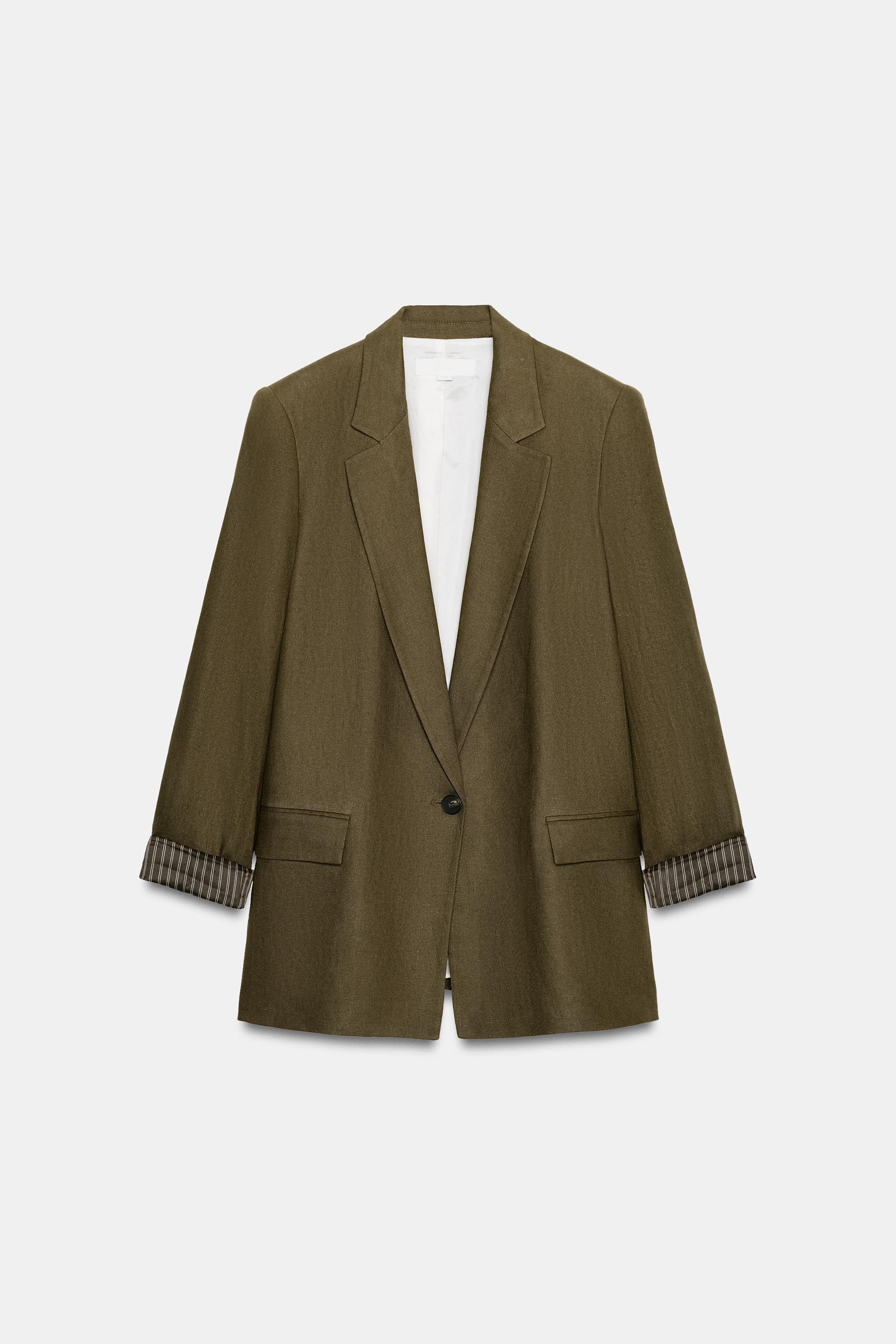 LINEN BLEND BLAZER WITH ROLLED-UP SLEEVES | Zara UK