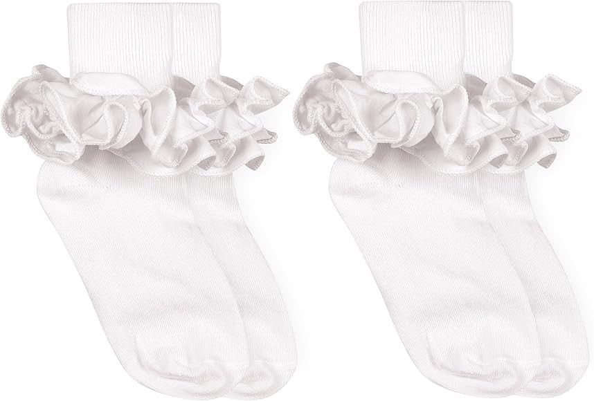 Amazon.com: Jefferies Socks Girls Misty Ruffle Turn Cuff Socks 2 Pair Pack (M - USA Shoe 12-6 - A... | Amazon (US)