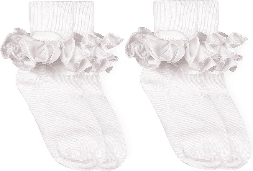 Amazon.com: Jefferies Socks Girls Misty Ruffle Turn Cuff Socks 2 Pair Pack (M - USA Shoe 12-6 - A... | Amazon (US)