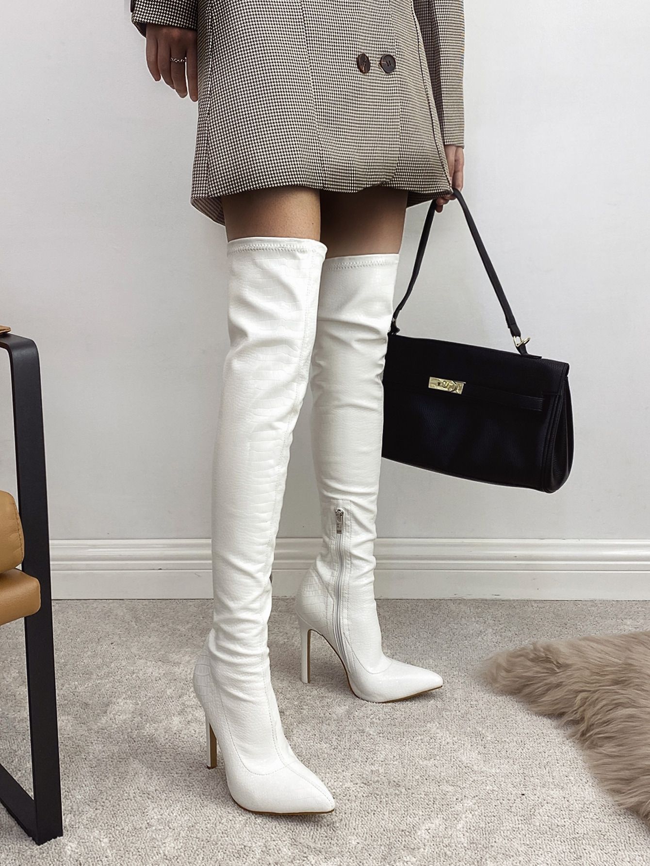 Minimalist Side Zipper Stiletto Heeled Boots | SHEIN