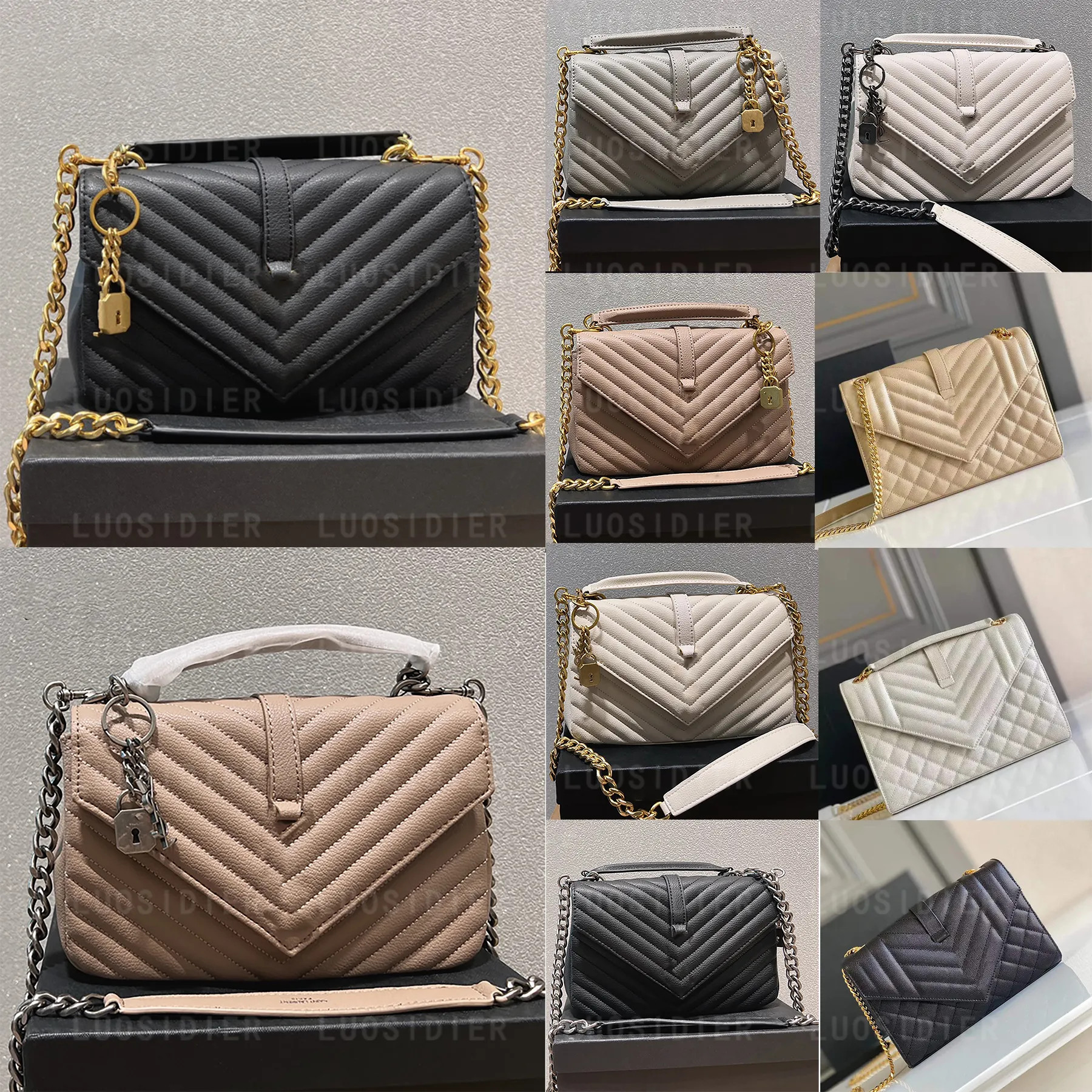 COLLEGE LARGE CHAIN BAG IN QUILTED LEATHER With Fringes Chevron Quilted Overstitching Top Handle ... | DHGate