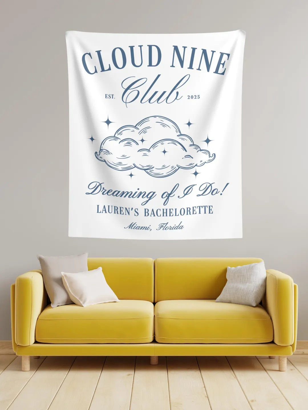 Dreamy Cloud Nine Wall Tapestry, Bachelorette Party Decor, Boho Wall Art, Dorm Room Decor, Home D... | Etsy (US)